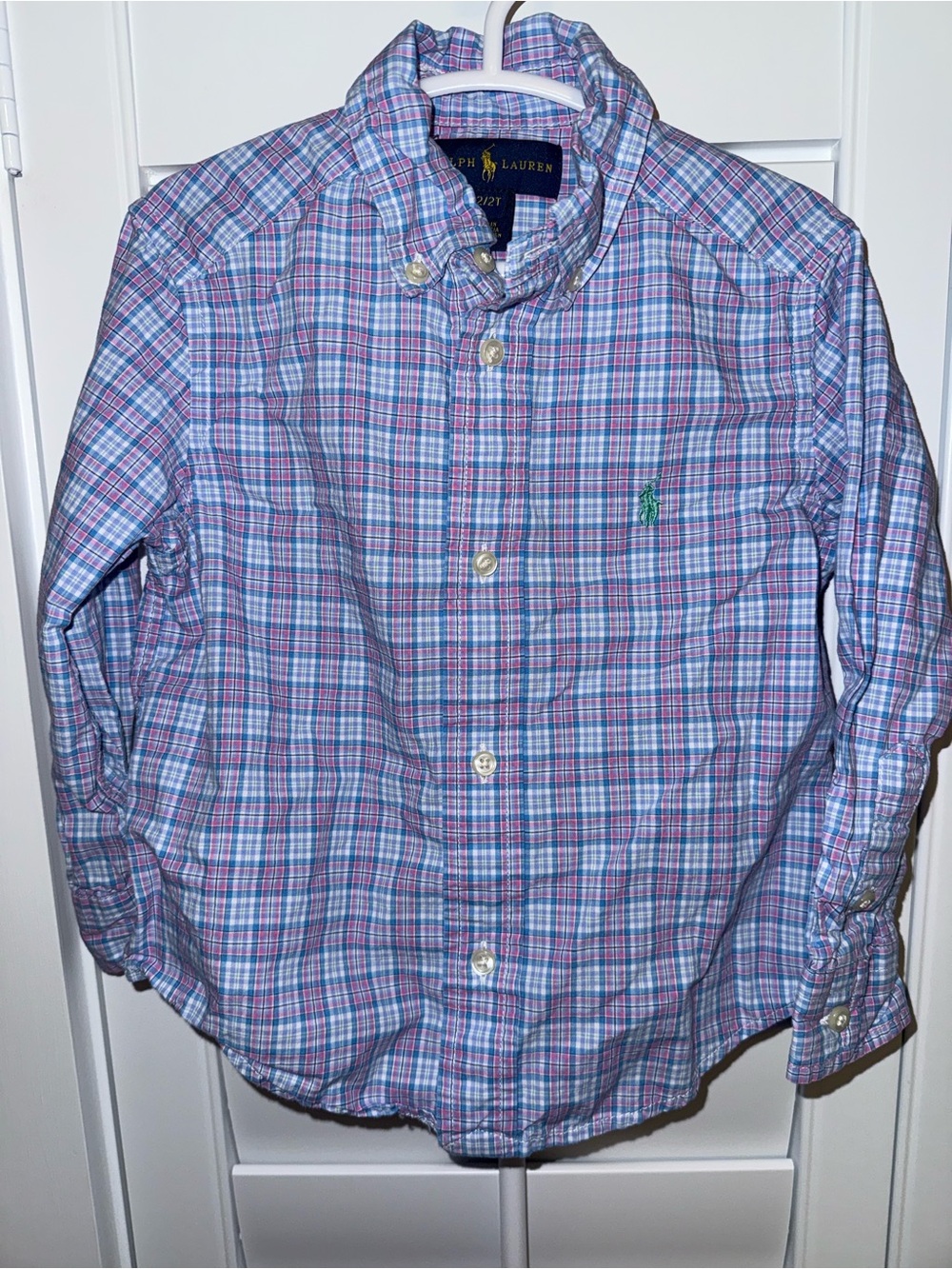 Boy’s Ralph Lauren Blue & Pink Plaid Button-Down Shirt